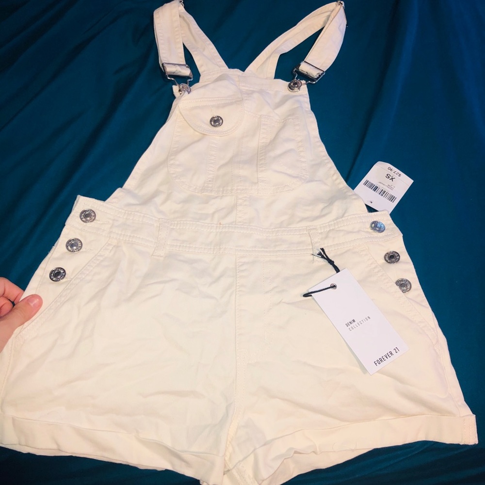 White overall shorts
